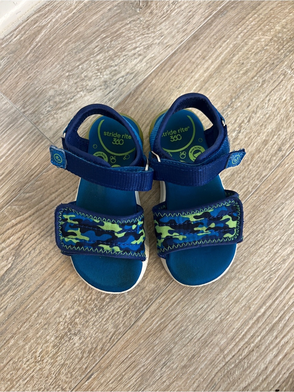 Stride Rite Blue & Green Camo Adjustable Sandals